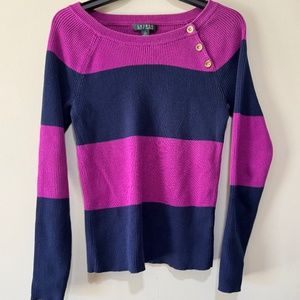 Ralph Lauren Purple Striped Sweater Large